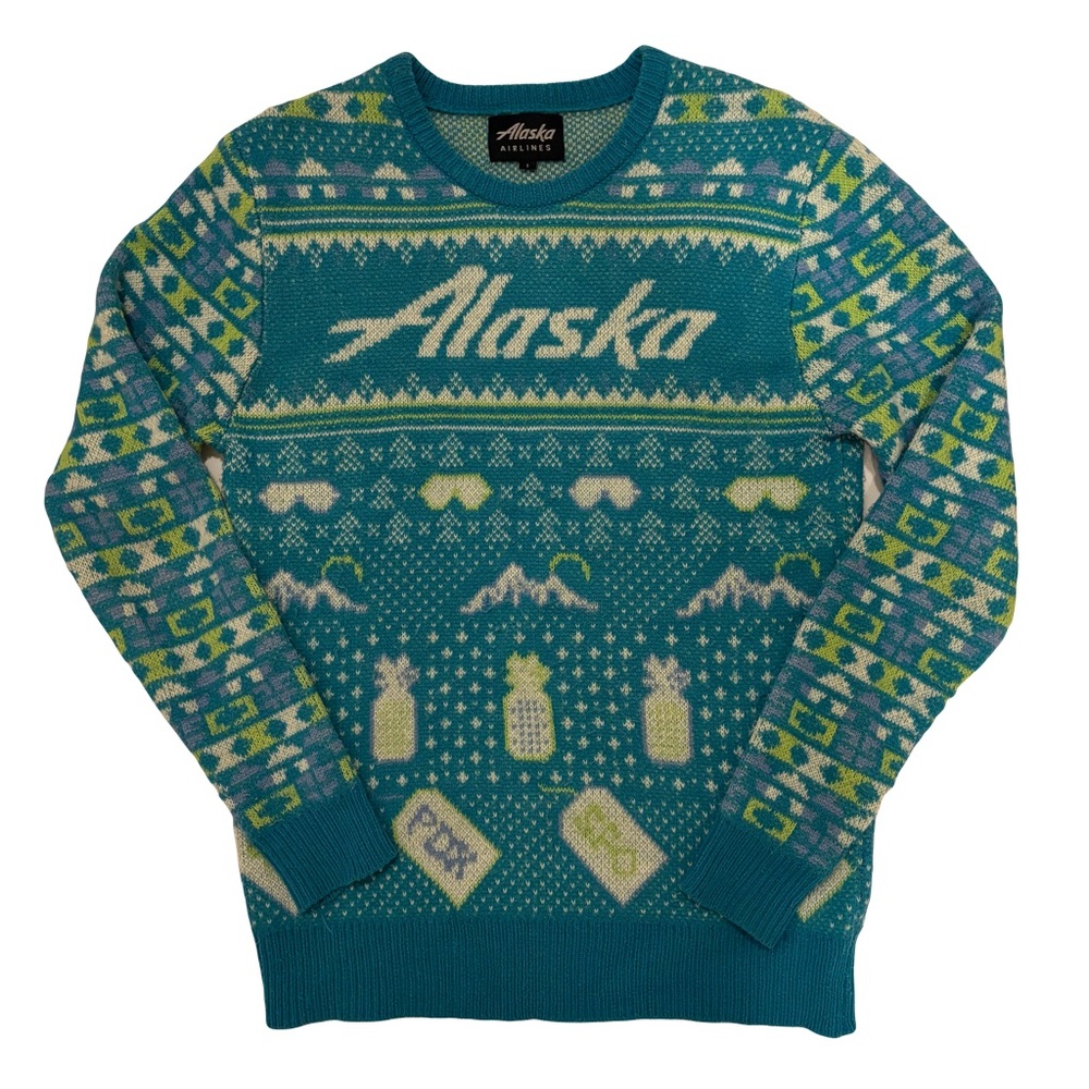 Alaska Airlines Holiday Ugly Christmas Sweater 2018 Travel Vacation Themed